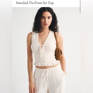 Abercrombie Smocked Tie-Front Set Top